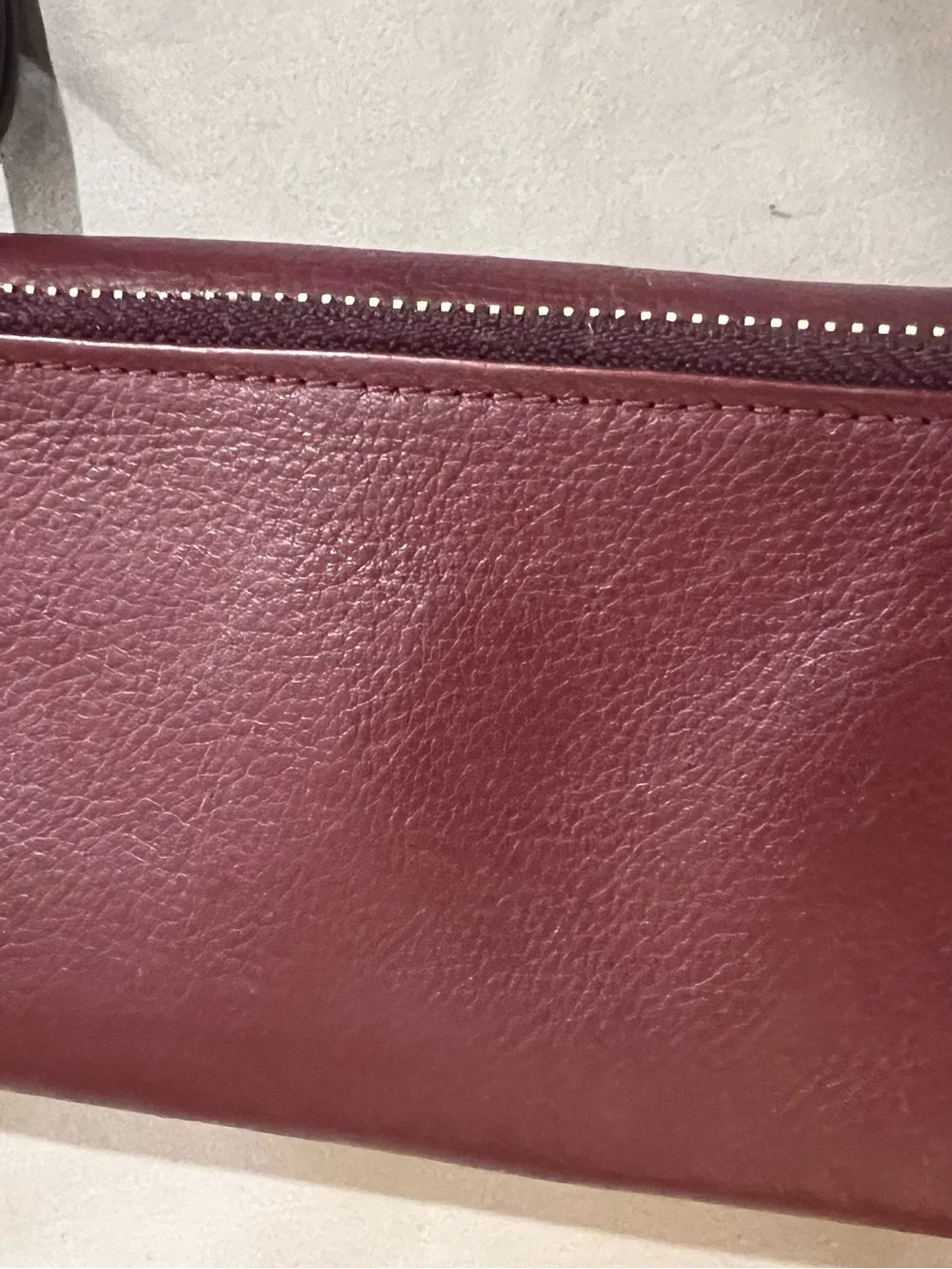 Fossil Women's Deep Wine Leather Wallet with Logo Plaque